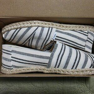 TOMS Women Alpargata Rope Natural Global Stripe Canvas Shoes Flats Sz 7.5